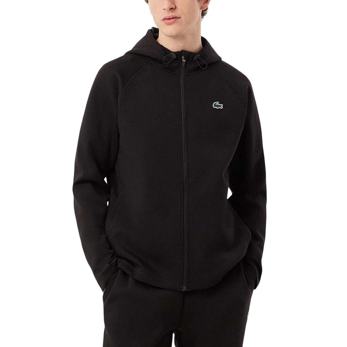 Lacoste Sport Stretch Zipped Hoodie Sudadera con Capucha Hombre - XS - Negro