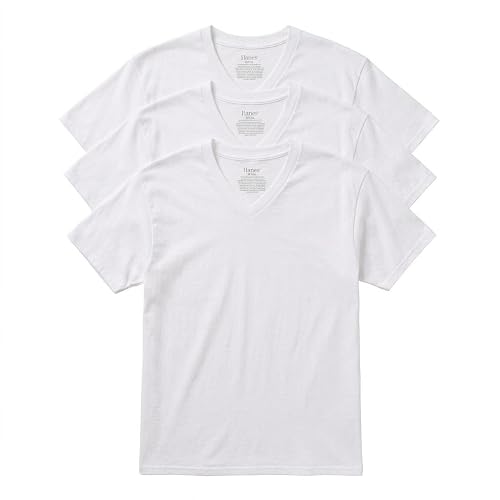Hanes Playera Cuello V, Paquete de 3 piezas