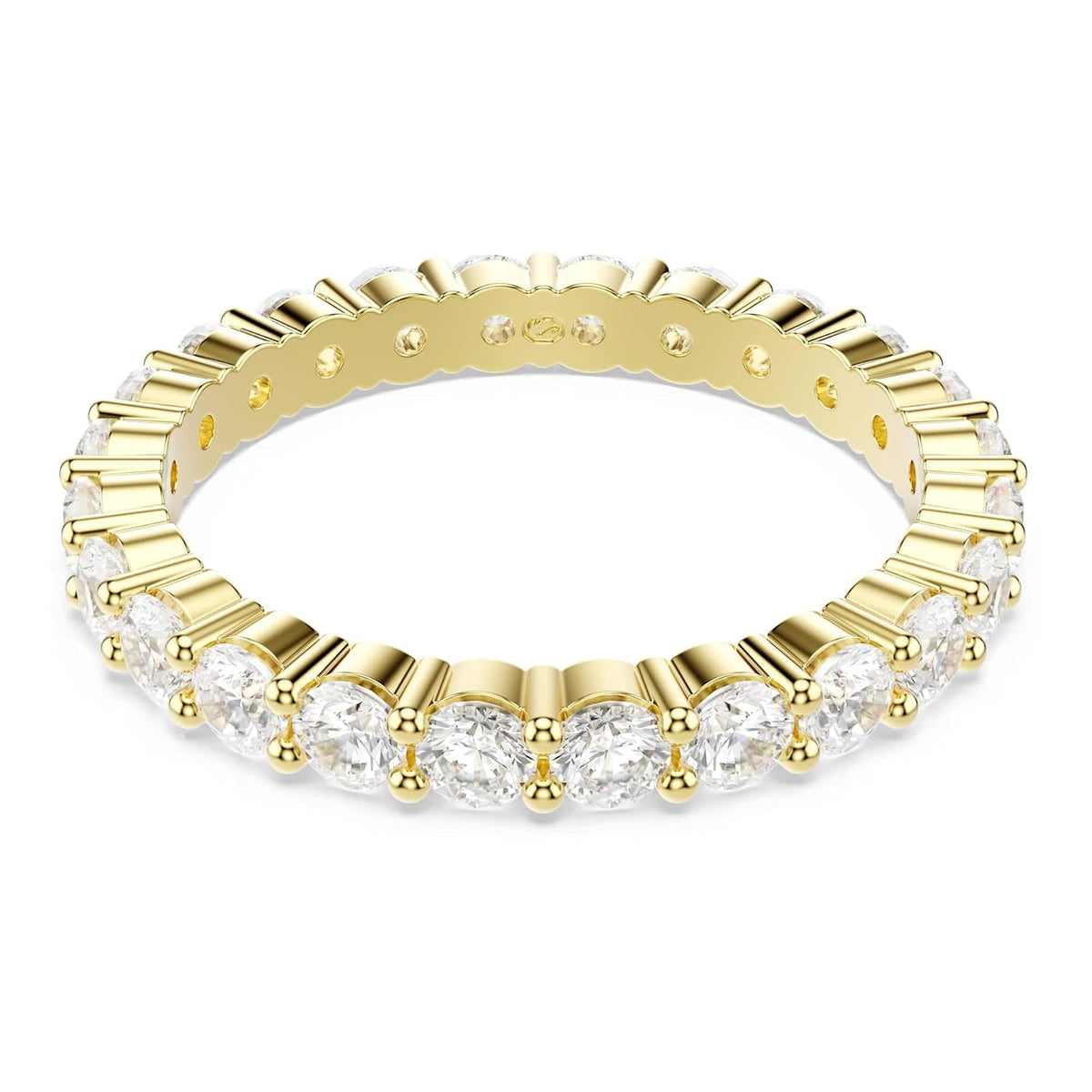Anillo Swarovski Matrix Vittore, corte redondo, blanco, baño en tono dorado