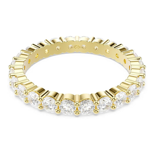 Anillo de banda Swarovski Matrix Vittore, corte redondo, blanco, chapado en tono dorado