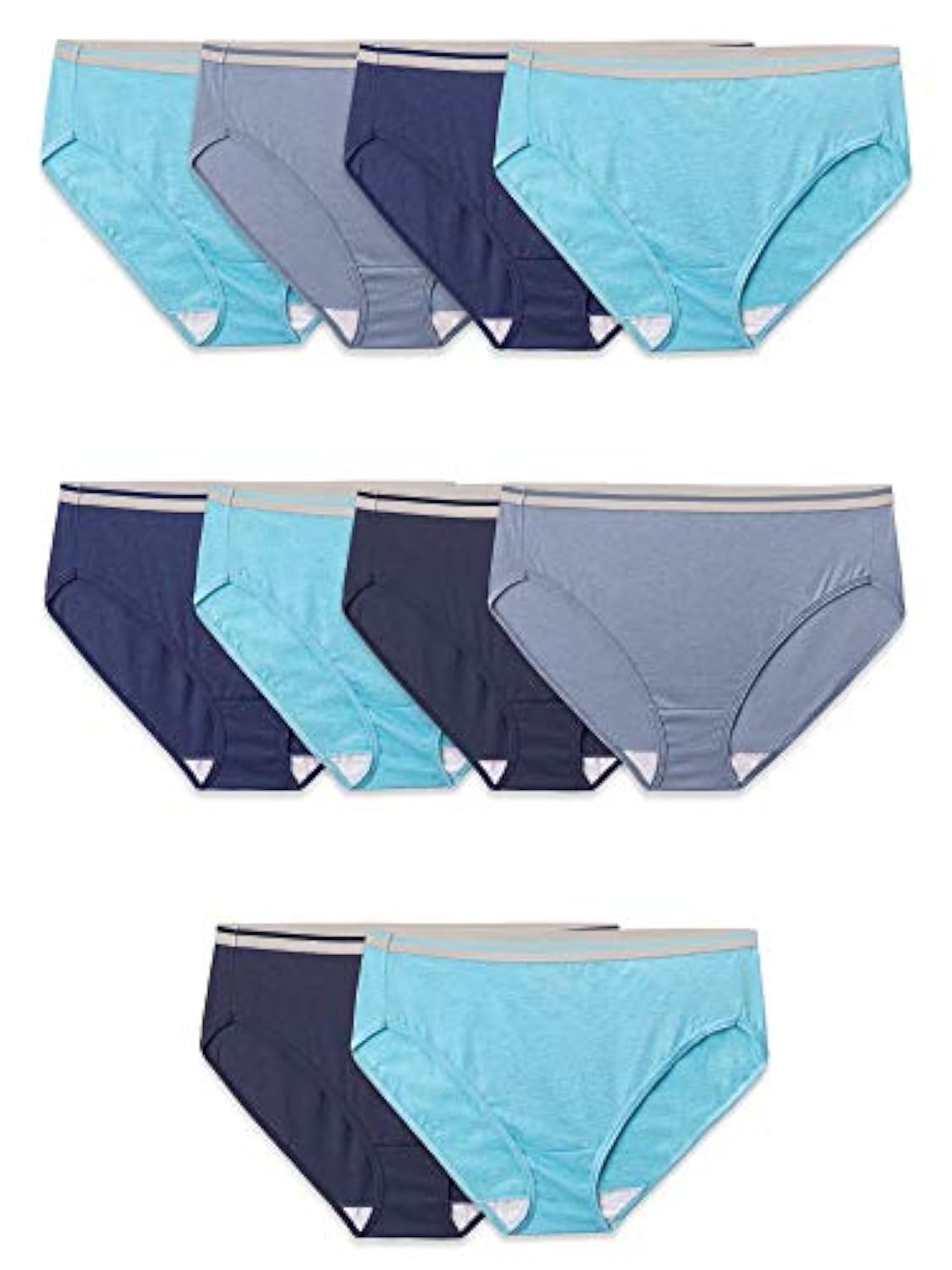 Fruit of the Loom Eversoft Pantaletas de Algodón sin Etiquetas, para Mujer - Azul 10 PCS - 14 Extra amplio