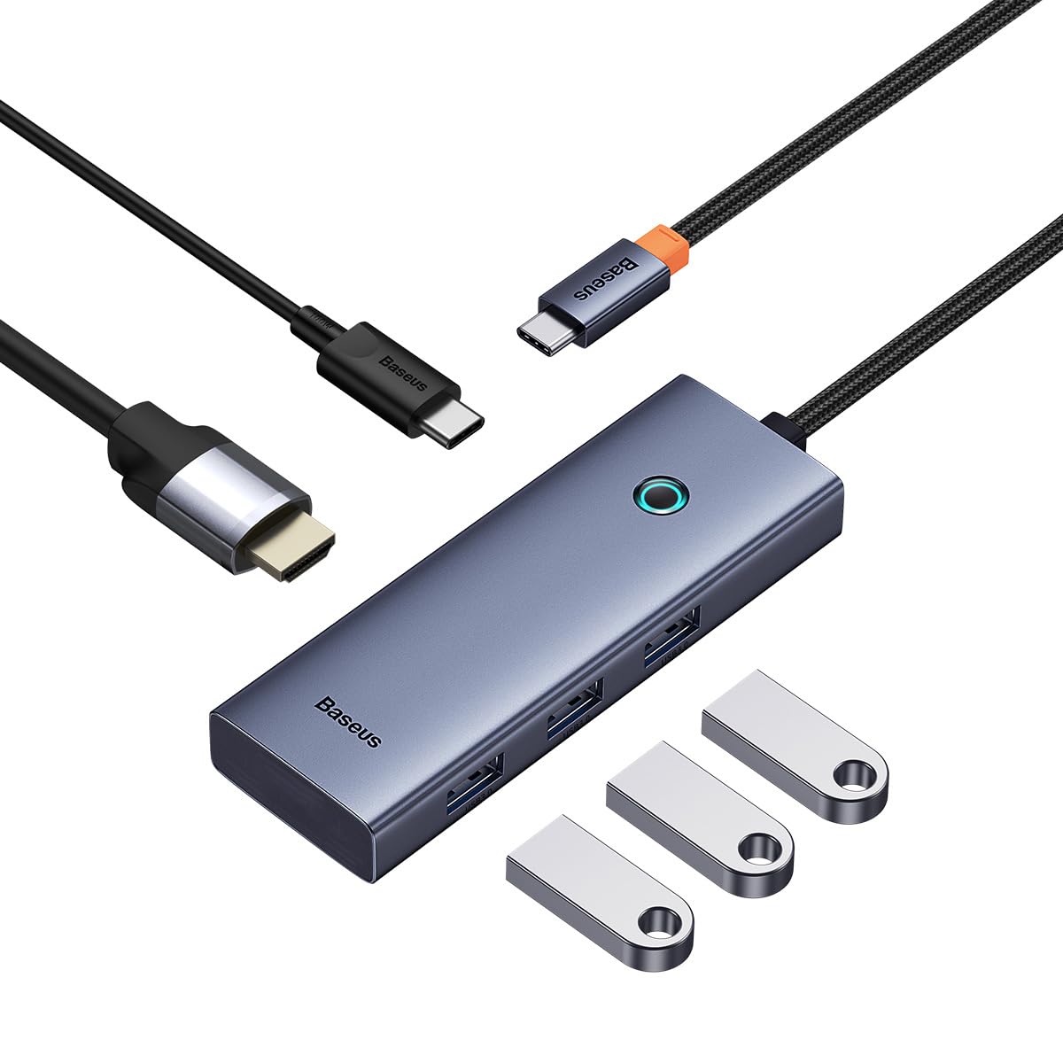 Baseus UltraJoy Series, HUB 5 en 1 Adaptador a HDMI 4K@30Hz + 3 USB 3.0 + 1 PD Carga Tipo C 100w