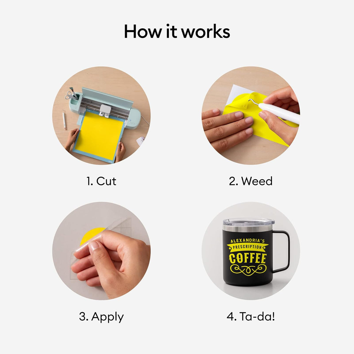 Cricut - Rollo de vinilo permanente de alta calidad (12 x 15 pies), color amarillo piedra, resistente a la intemperie, apto para lavaplatos y a prueba de decoloración, compatible con máquinas de corte