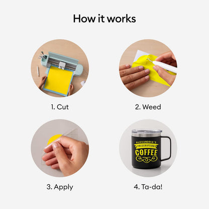 Cricut - Rollo de vinilo permanente de alta calidad (12 x 15 pies), color amarillo piedra, resistente a la intemperie, apto para lavaplatos y a prueba de decoloración, compatible con máquinas de corte