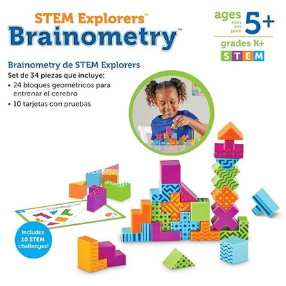 Learning Resources Stem Explorers Brainometry - Rompecabezas 3D, Juegos Mentales, Acertijos, Juguetes de Lógica, Regalos para Niños y Niñas, Habilidades Motoras Finas, Bloques de Patrones