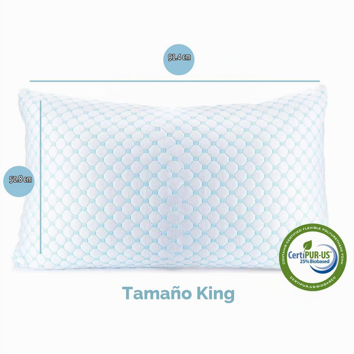 Nestl Bedding Cooling Pillow Heat & Humidity Reduction Rayon & Gel Memory Foam, Adjustable, Washable, - King - 18" x 36" - Pack of 1