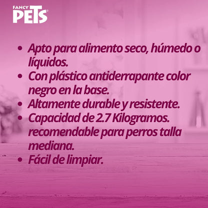 Fancy Pets Plato Estriado de Acero Inoxidable para Perro, 96 Onzas o 2.7 Kilogramos con Antiderapante