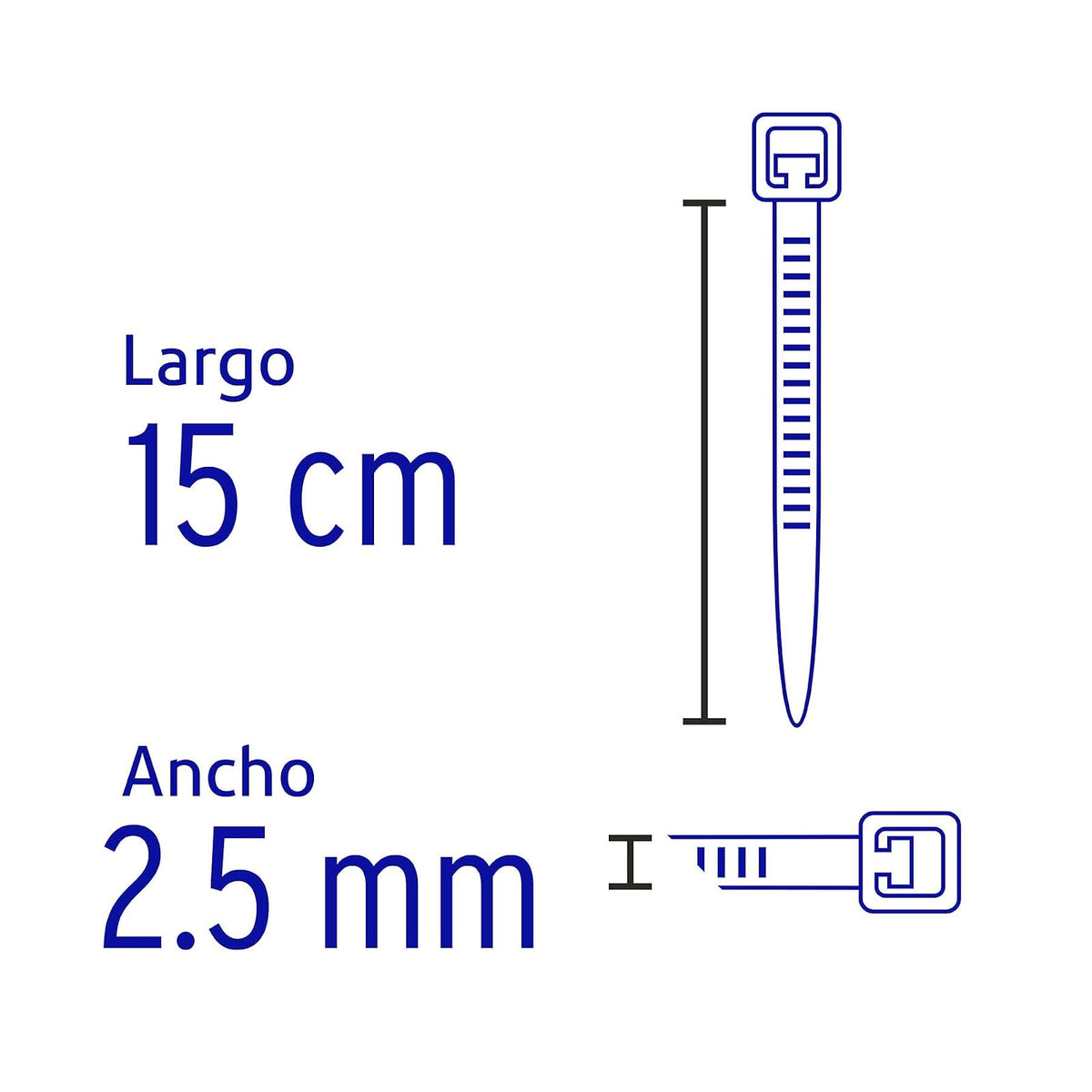 Volteck CIN-1815N, Cincho plástico, 18 lb, 15 cm, negro, bolsa con 100 pzas