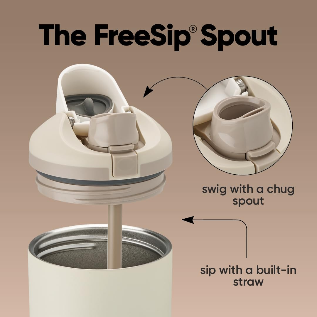 Owala FreeSip - Vaso de acero inoxidable, 40 onzas, color café (ligeramente tostado)