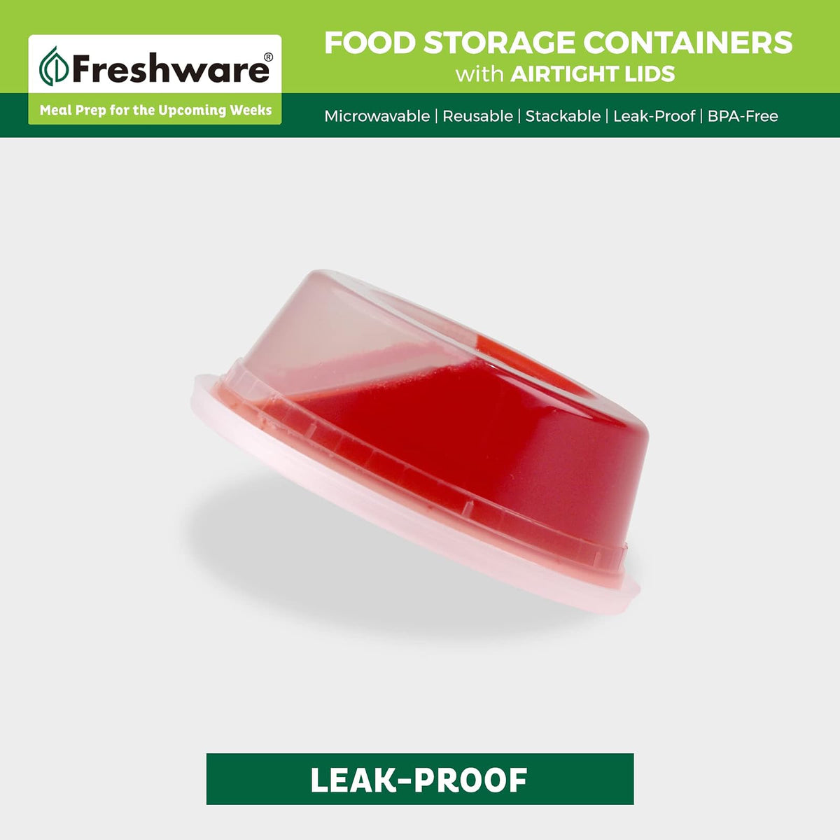 Freshware, YH-S8X50, Contenedores de almacenamiento para alimentos, plástico con tapas herméticas, 228 g, para control de porciones, 50 unidades
