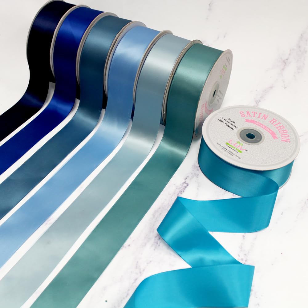 Creative Ideas Solid Satin Ribbon, 1-1/2-Inch by 50 Yard, Antique Blue, Solid