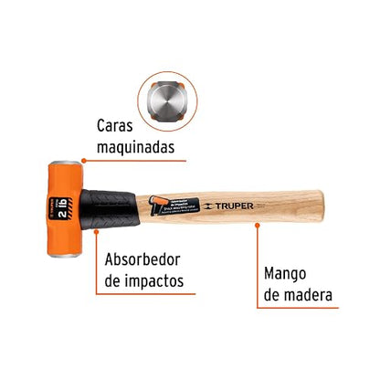 Truper MD-2M, Marro octagonal 2 lbs. Mango madera 12"