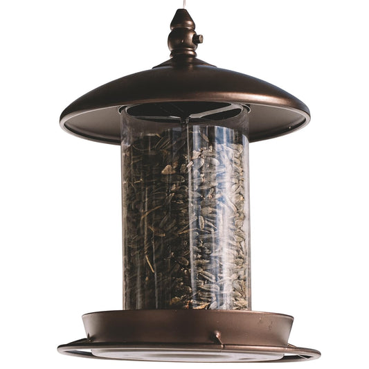 BACKYARD EXPRESSIONS PATIO · HOME · GARDEN Alimentador de pájaros de Metal para Colgar en el Exterior, comederos de pájaros Salvajes para Cardenal, Techo Grande y Bandeja, 6 Puertos