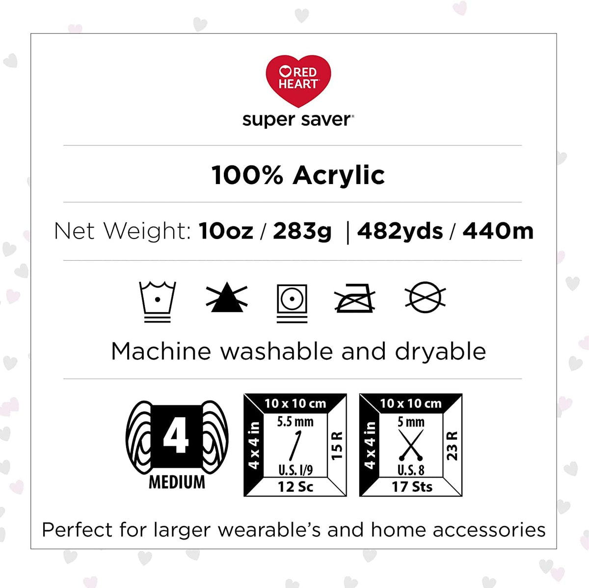 Red Heart Super Saver Jumbo - Hilo de rayas de loro, paquete de 2 unidades de 10 oz/283 g, acrílico, 4 medianos (peorado) - 482 yardas - Tejer/ganchillo