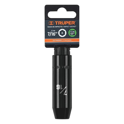 Truper D-7314-HL, Dado largo de impacto 6 puntas std, 7/16", cuadro 1/2"