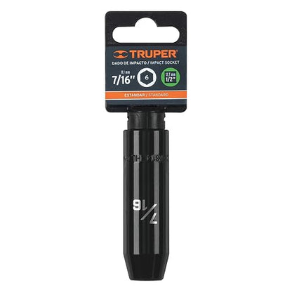 Truper D-7314-HL, Dado largo de impacto 6 puntas std, 7/16", cuadro 1/2"