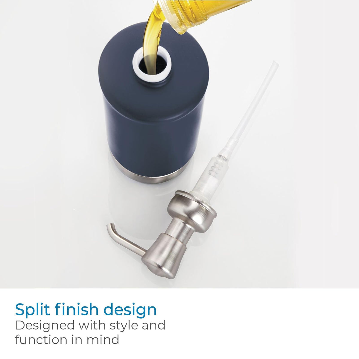 iDesign - Dispensador de jabón para baño o Cambiador, sostiene jabón de Manos o Platos, Azul Marino Mate/níquel Cepillado