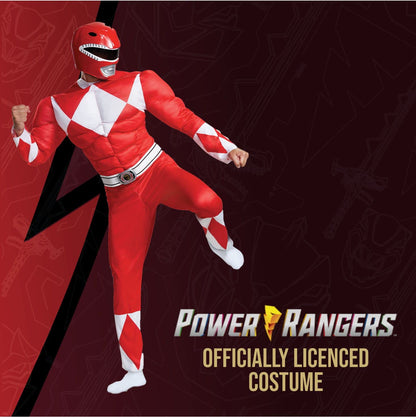 Disguise Disfraz de músculo clásico Red Ranger para adultos Disfraces de tamaño adulto Hombre