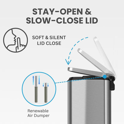 iTouchless softstep 13,2 Galón Acero inoxidable Paso Trash Can, 50 Litro Pedal Kitchen Trash Can