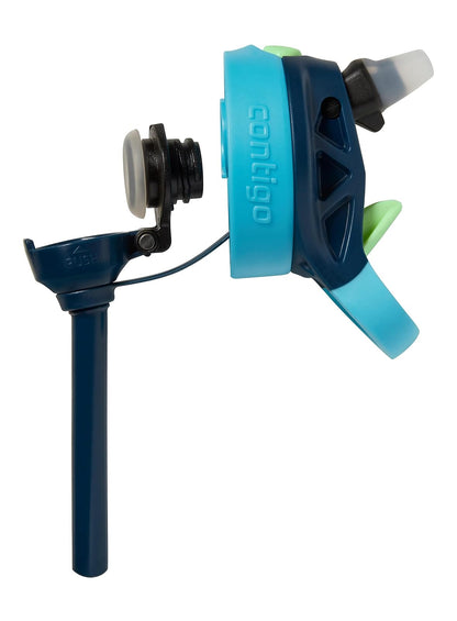 Contigo - Botella de agua para niños con popote, 14 onzas, paquete de 2, arándanos y frambuesa azul con cosmos, ideal para la escuela y el hogar