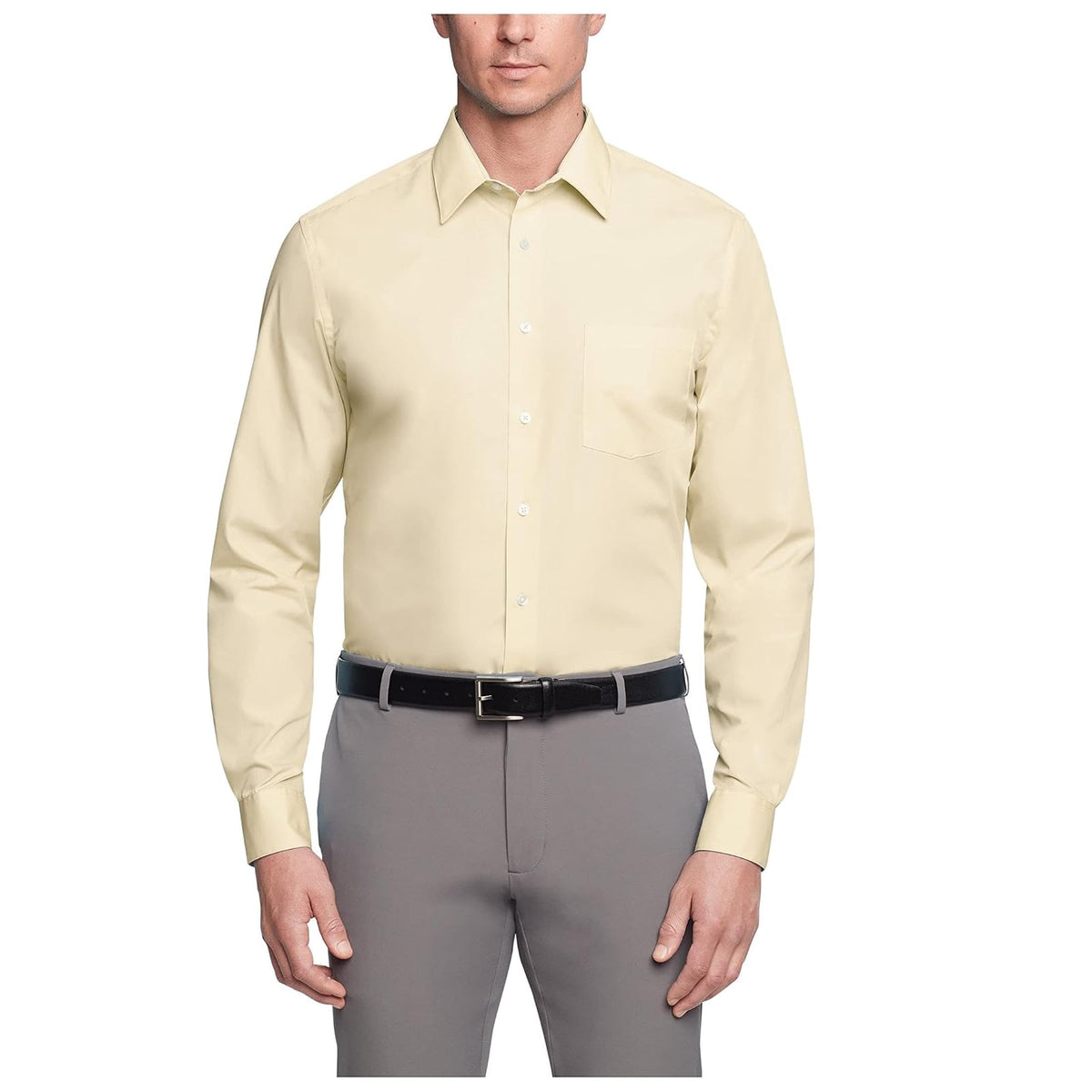 Van Heusen Camisa de Vestir Manga Larga para Hombre, Ajuste Regular - glaseado de limón - 17cm Cuello 34cm-35cm Manga