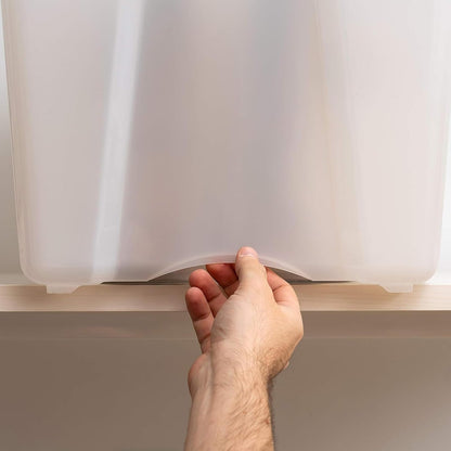 IRIS USA 4 Contenedores de 40 Qt con Tapa, Perla | Oculta el contenido para una apariencia limpia. Ideal para mudanzas, cobijas, ropa y garaje. Diseño anidable.