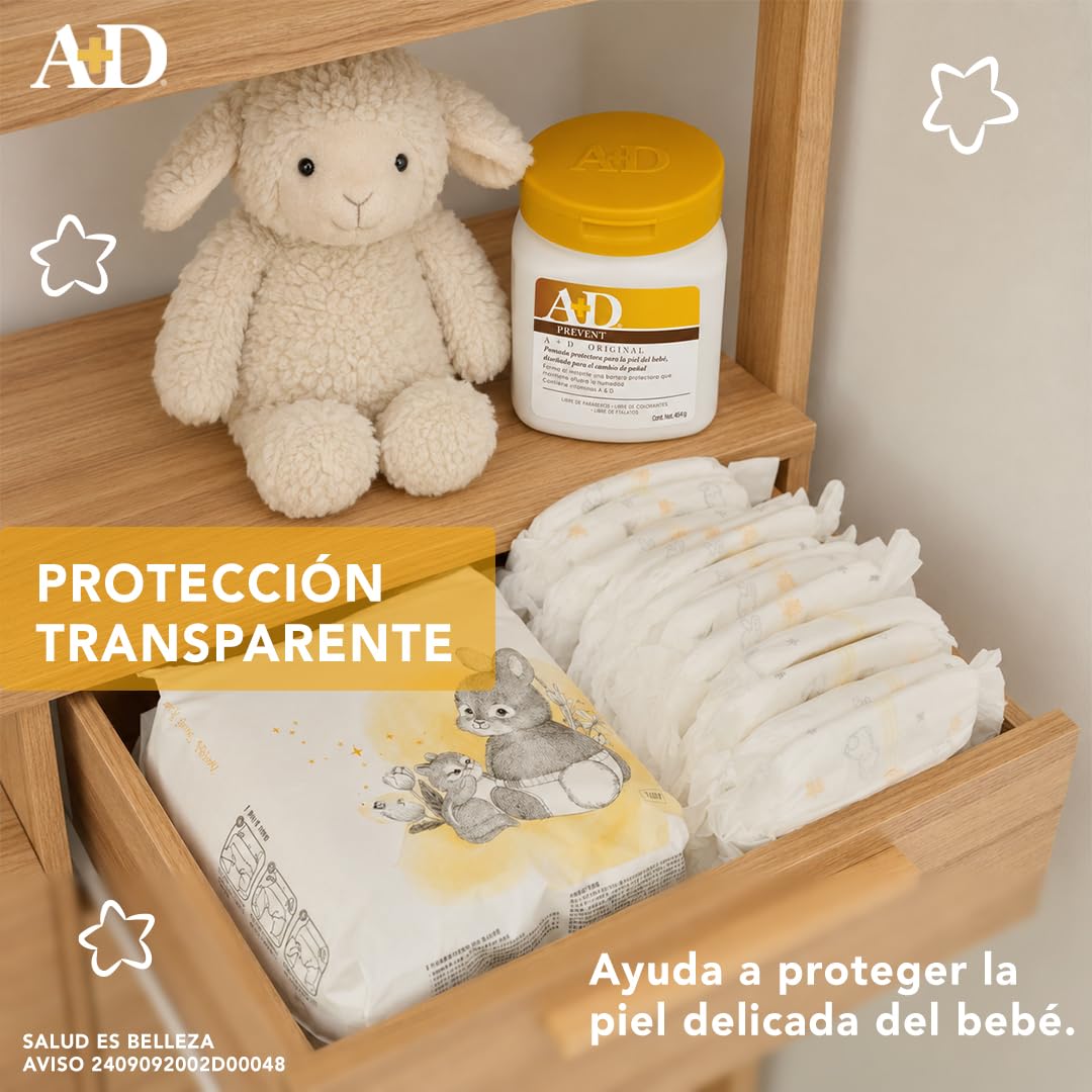 A+D Original Prevent Pomada para Rozaduras de Pañal para Bebés 454g | Formato Familiar