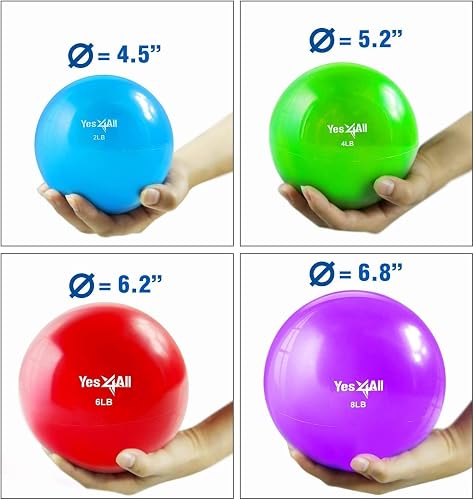 Yes4All - Pelota tonificadora (mármol/Agarre de Diamante/Suave) - Pelota Medicinal con Peso Suave para Pilates, Yoga y Fitness, 2-10 Libras con Varios Colores Disponibles