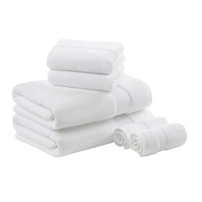 Madison Park - Juego de Toallas de baño Turco, 100% algodón, 600 g/m², de Lujo, Gruesas, Suaves, absorbentes, para baño, Ducha, Manos, Cara, Varios tamaños, Blanco, 6 Piezas
