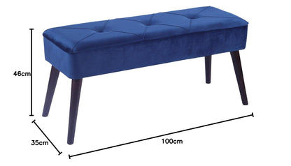 Sochic Taburete Tapizado en Terciopelo Azul con Patas de Madera de Caucho de Nogal y Marco de Madera