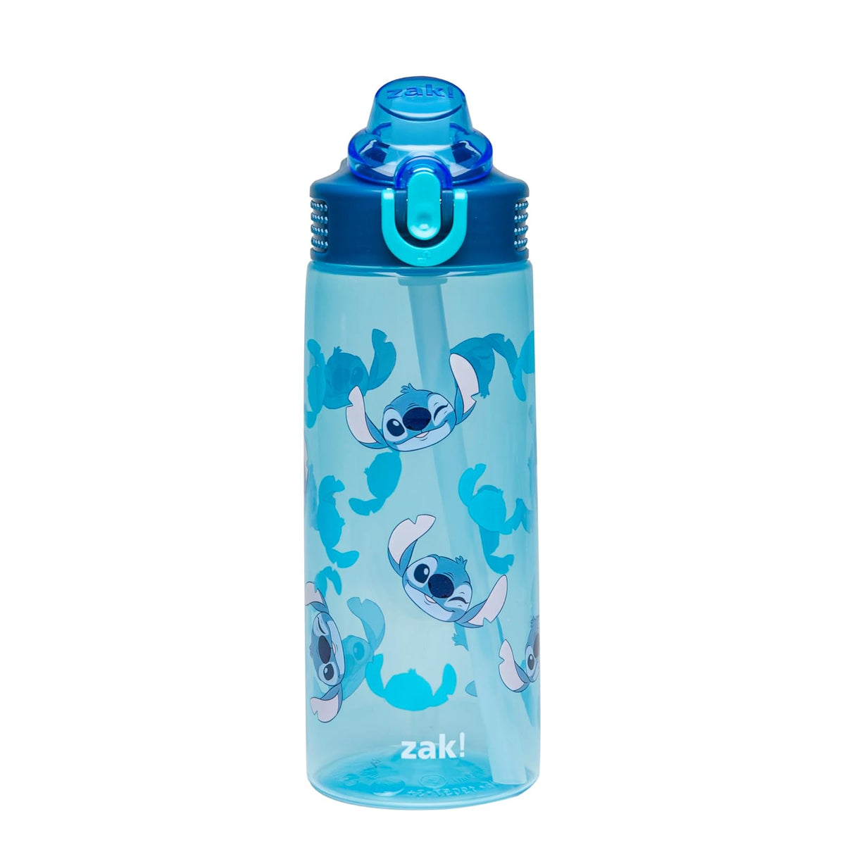 Zak Designs Botella de Agua Infantil de Plástico con Popote - 25 Ounces - Stitch
