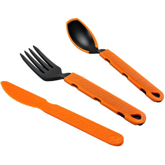 Jetboil TrailWare - Tenedor para mochilero y camping, juego de utensilios de cuchillo y cuchara, ligero, compacto y extensible