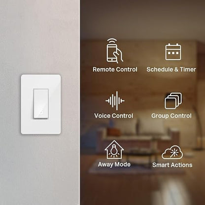 TP-LINK Interruptor inteligente WiFi para control de iluminación desde cualquier lugar, Interruptor de luz, Paquete de 3, Blanco