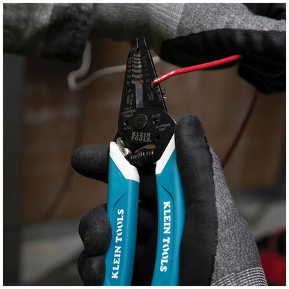 Klein Tools K11095 Klein-Kurve - Pelacables y cortador, para cable trenzado sólido de 8-18 AWG y 10-20 AWG, azul/blanco