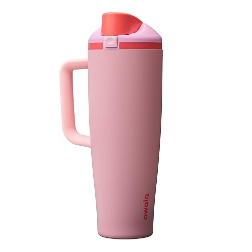 Owala FreeSip Botella de Agua Aislada 40 oz | Rosa, acero inoxidable, aislamiento doble pared, popote integrada, mantiene frío 24 horas