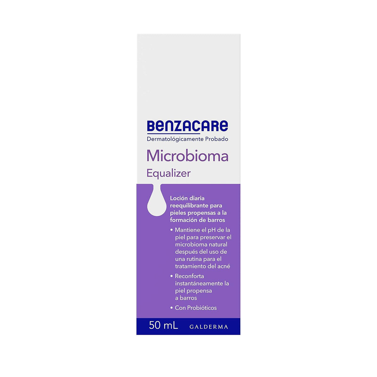 BENZACARE Microbioma Equalizer Loción Hidratante Facial 1 pz 50 ml Hidrata y Calma la Piel Después de Usar un Tratamiento para Acné Dermatológicamente Probado