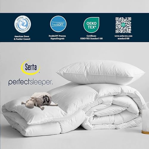 Serta - Edredón de Fibra de algodón de Plumas de Ganso tamaño King, Relleno de edredón 100% algodón, edredón de Lujo hipoalergénico para Todas Las Estaciones, Calidez Media, 106 x 90 Pulgadas, Color