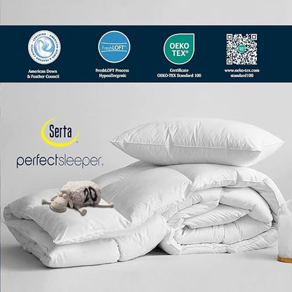 Serta - Edredón de Fibra de algodón de Plumas de Ganso tamaño King, Relleno de edredón 100% algodón, edredón de Lujo hipoalergénico para Todas Las Estaciones, Calidez Media, 106 x 90 Pulgadas, Color