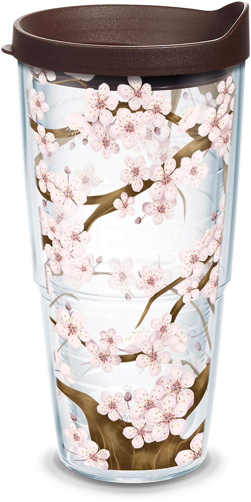 Tervis Vaso con tapa para transporte (709,7 ml, transparente), Cherry Blossom, 24 oz