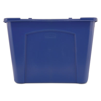 Rubbermaid Commercial Products – Caja de Reciclaje Apilable con Asas Integradas para Fácil Transporte, Bote Resistente para Interiores y Exteriores, Capacidad de 53 L, Azul FG571473BLUE