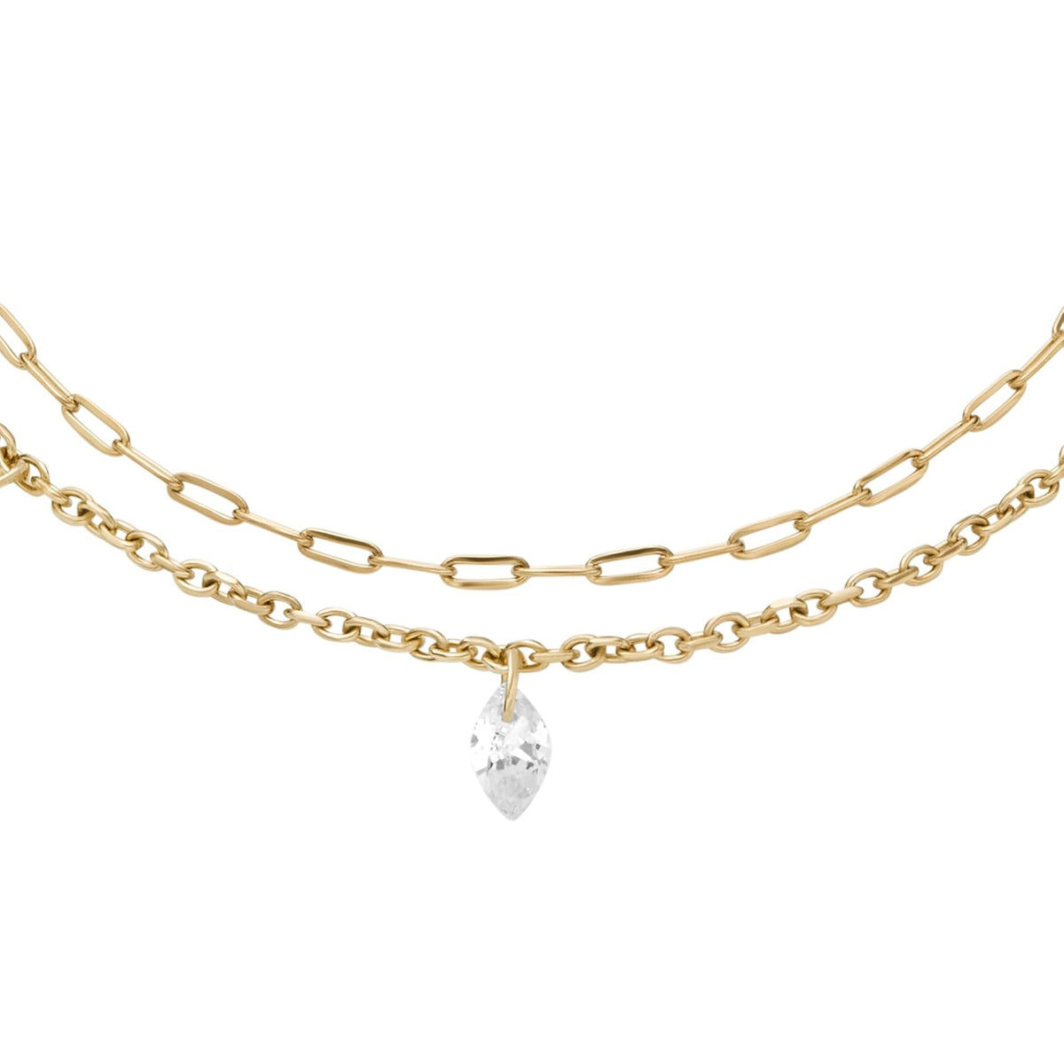 Pulsera Fossil JF04895710 Ellis de acero inoxidable en tono dorado para mujer