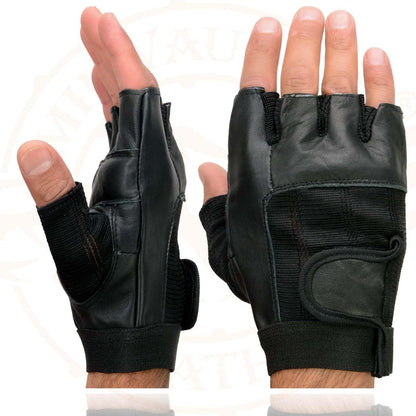 Milwaukee Leather SH217 Guantes de Motocicleta sin Dedos con Relleno de Gel para Hombre, Negro, Talla L