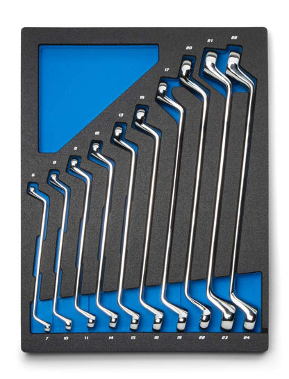 Capri Tools - Juego de llaves de doble caja con compensación profunda de 75 grados, de 6 a 24 mm, métricas, 10 piezas con bandeja para mecánicos - 10 piezas métricas (6-24 mm) - bandeja mecánica