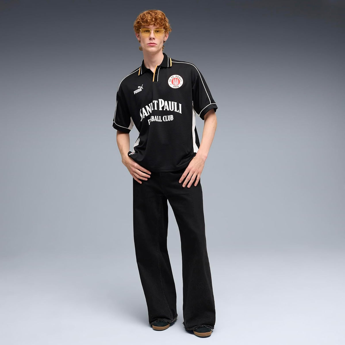 Puma FC St. Pauli Retro Jersey para Hombre, Puma Negro-Puma Blanco