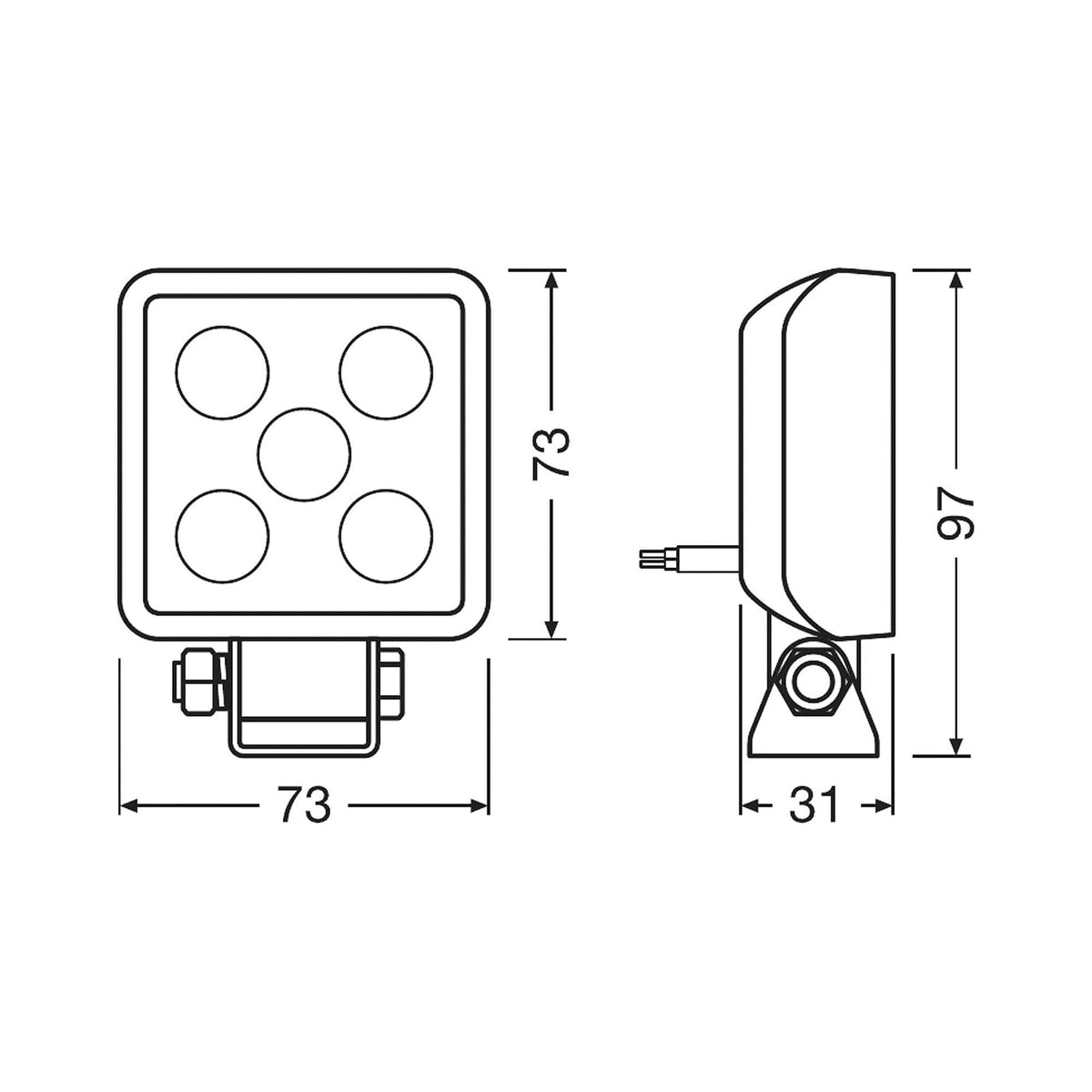 Osram Faro Cubo LED VX70-WD para Vehículos Todoterreno, 2 Piezas, Blanco Frío 6000 K