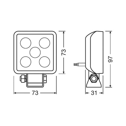 Osram Faro Cubo LED VX70-WD para Vehículos Todoterreno, 2 Piezas, Blanco Frío 6000 K