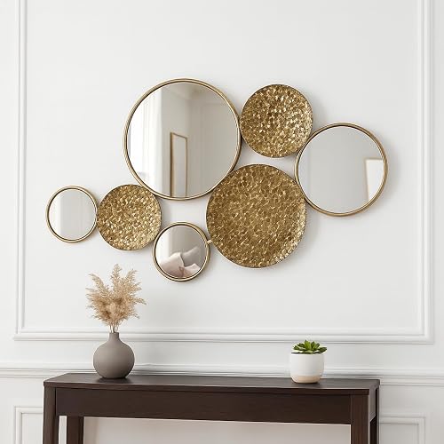 Sagebrook Home - Espejo de pared de metal metálico, moderno acento geométrico decorativo, decoración de pared colgante para sala de estar, recámara o entrada, dorado 39 x 24 pulgadas