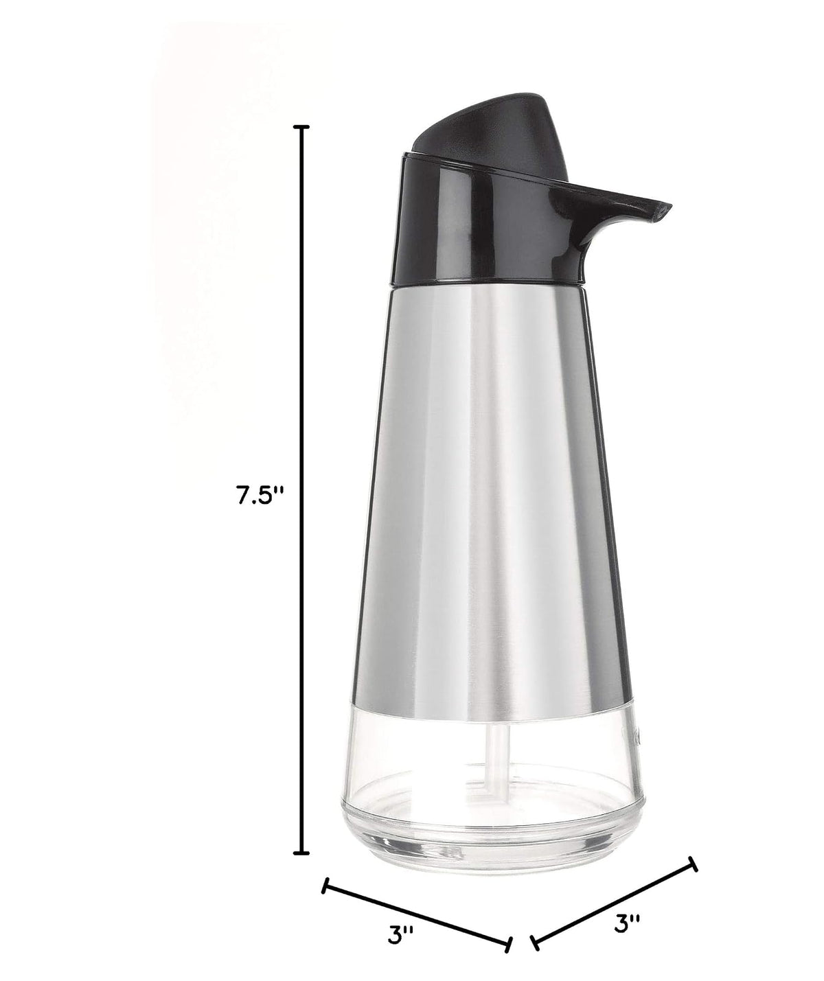OXO Easy Press Stainless Steel Soap Dispenser | Capacidad de 15 onzas, prensa con una sola mano, resistente a las huellas dactilares, ideal para cocina y baño