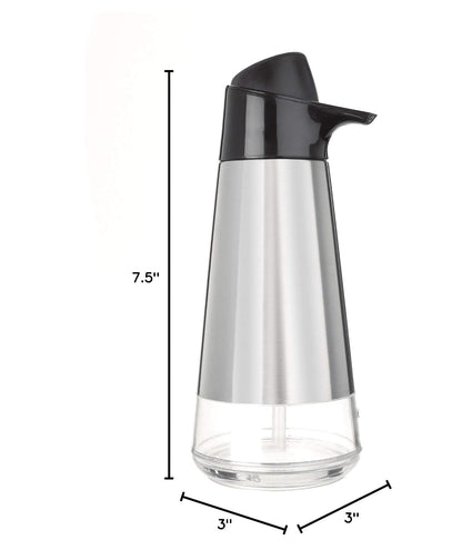 OXO Easy Press Stainless Steel Soap Dispenser | Capacidad de 15 onzas, prensa con una sola mano, resistente a las huellas dactilares, ideal para cocina y baño