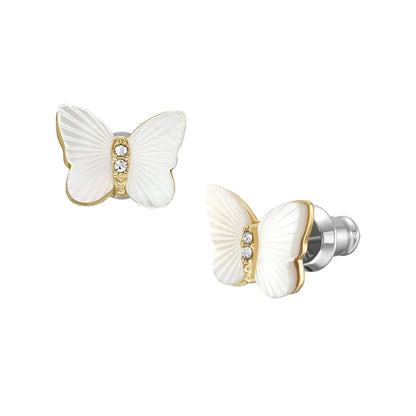 Aretes de botón Fossil Sutton JF04422710 de acero inoxidable de color dorado para dama